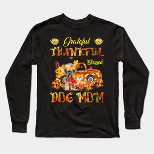 Yorkshire Terrier Pumpkin Thankful Grateful Blessed Dog Mom Long Sleeve T-Shirt